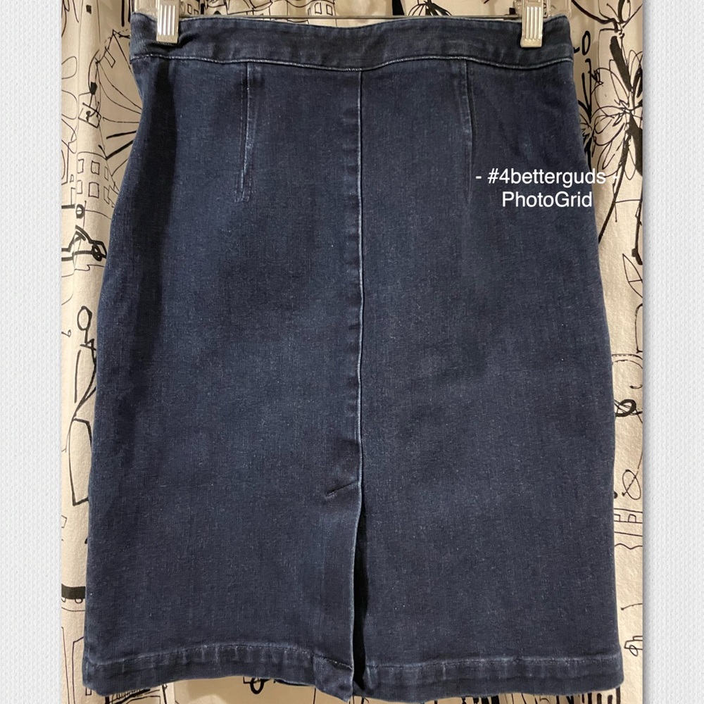 Womens Banana Republic Pencil Straight Dark Wash Denim Jean Skirt with Pockets 4 - Picture 5 of 16